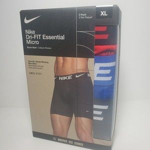 Nike Microfiber Boxer Briefs 3-Pack Size XL Men's Dri-FIT Black Red Blue Athlete
